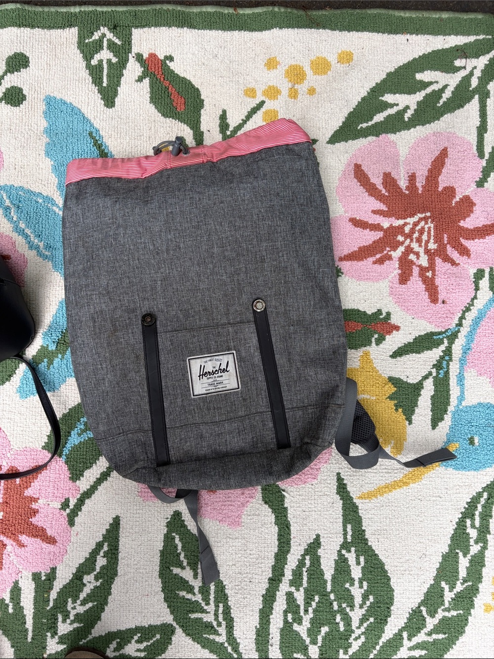 Herschel Supply Company Gray Canvas Backpack with Pink Trim